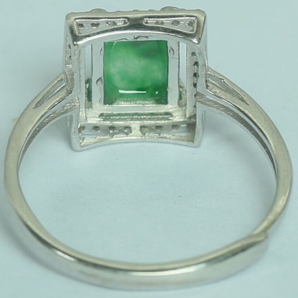 925 Silver Cert'd Genuine Untreated Green Emerald A Jadeite Ring Gift - Picture 8 of 10
